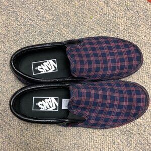 Vans Checkered Navy and Red Slip-On Sneakers